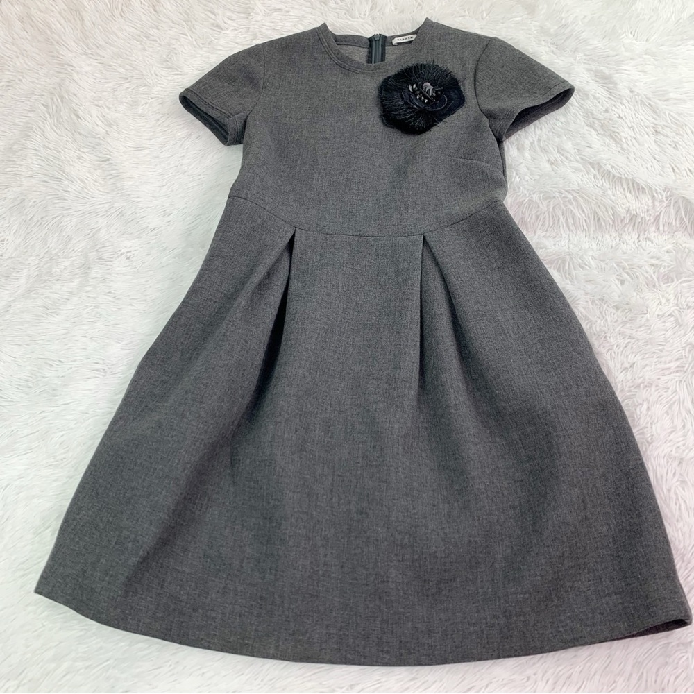 P.a.r.o.s.h short sleeve‎ crew neck wool blend mini dress in gray